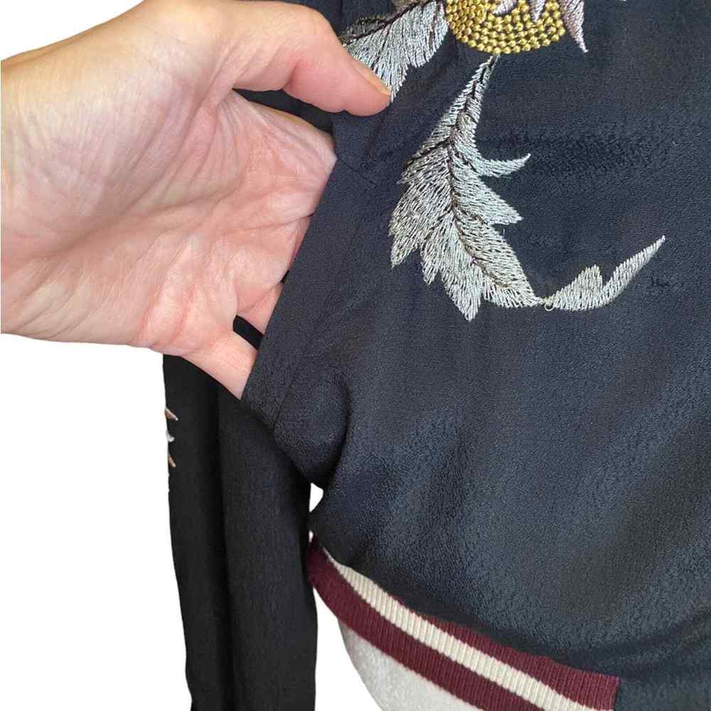 Anthropology Elevenses Solstice Embroidered Floral Bomber Jacket Size Small - Picture 9 of 15